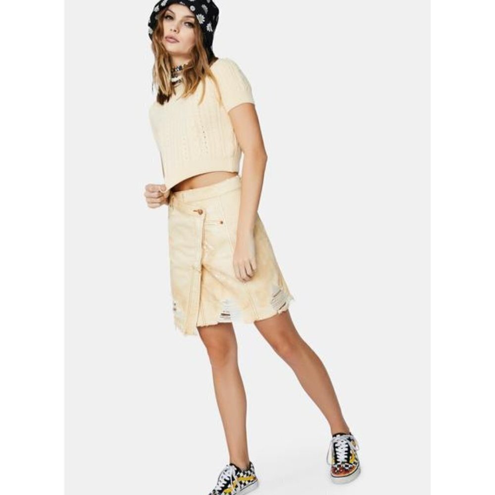 Free People Parker Wrap Distressed  skirt